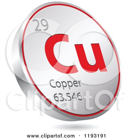 Clipart of a 3d Floating Round Red and Silver Copper Chemical Element Icon - Royalty Free Vector Illustration by Andrei Marincas