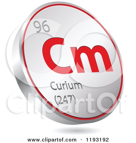 Clipart of a 3d Floating Round Red and Silver Curium Chemical Element Icon - Royalty Free Vector Illustration by Andrei Marincas