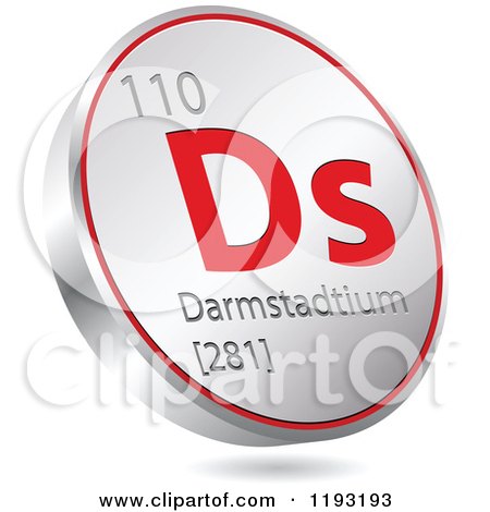 Clipart of a 3d Floating Round Red and Silver Darmstadtium Chemical Element Icon - Royalty Free Vector Illustration by Andrei Marincas