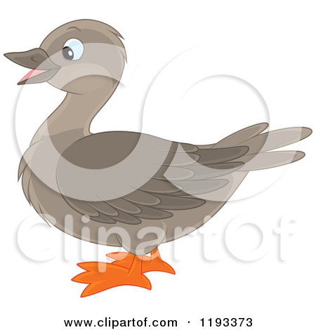 Cartoon of a Cute Brown Duck in Profile - Royalty Free Vector Clipart by Alex Bannykh