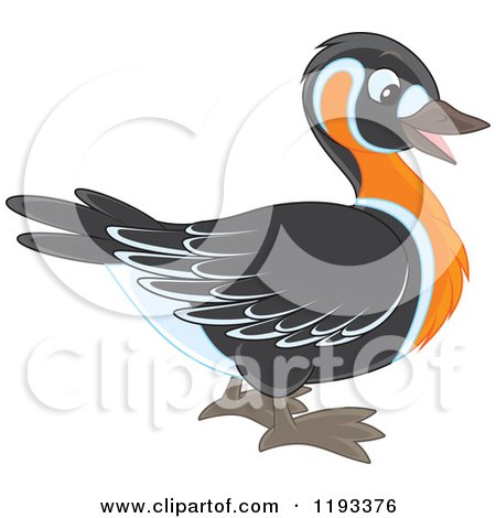 Cartoon of a Cute Duck with an Orange Neck, in Profile - Royalty Free Vector Clipart by Alex Bannykh