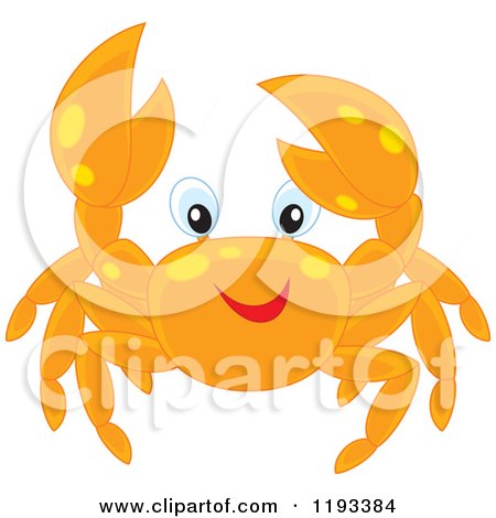 Cartoon of a Happy Orange Crab with Yellow Spots - Royalty Free Vector Clipart by Alex Bannykh