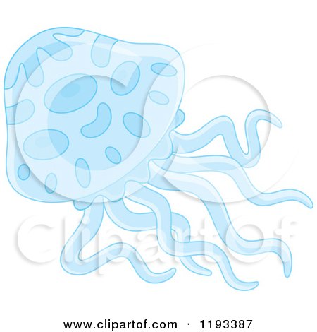 Cartoon of a Blue Jellyfish - Royalty Free Vector Clipart by Alex Bannykh