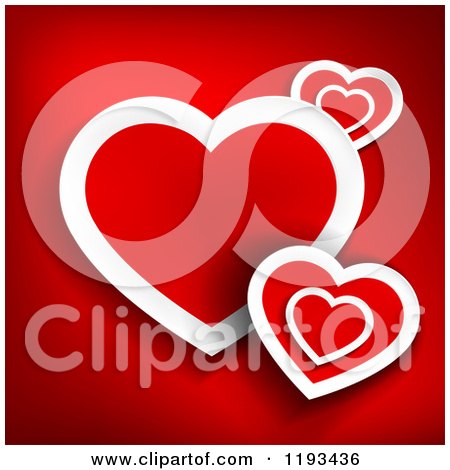 Clipart of a Background of Red and White Hearts - Royalty Free Vector Illustration by TA Images