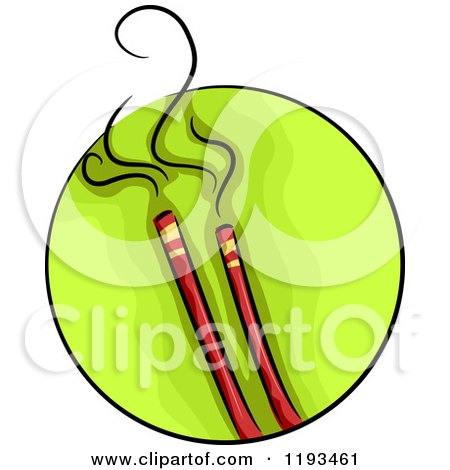 Cartoon of a Green Circle and Incense Wellness Icon - Royalty Free Vector Clipart by BNP Design Studio