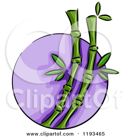 Cartoon of a Purple Circle and Bamboo Wellness Icon - Royalty Free Vector Clipart by BNP Design Studio