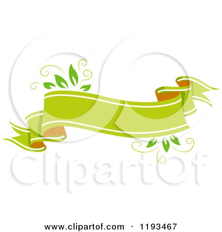 Cartoon of a Blank Green Leafy Eco Ribbon Banner - Royalty Free Vector Clipart by BNP Design Studio