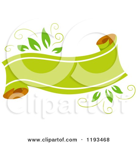 Cartoon of a Blank Scrolled Green Leafy Eco Ribbon Banner - Royalty Free Vector Clipart by BNP Design Studio