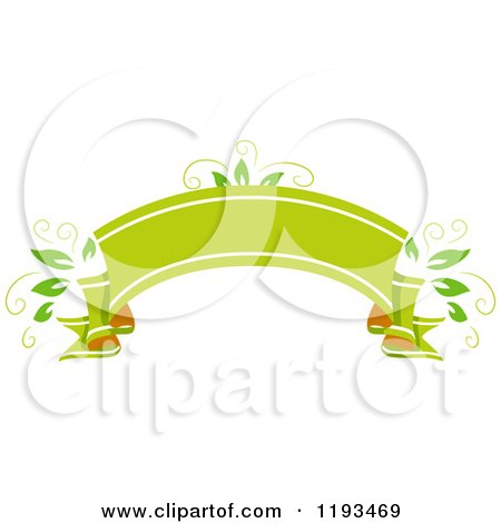 Cartoon of a Blank Arched Green Leafy Eco Ribbon Banner - Royalty Free Vector Clipart by BNP Design Studio