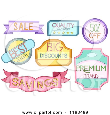 Cartoon of Colorful Retail Store Product Labels - Royalty Free Vector Clipart by BNP Design Studio