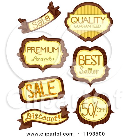 Cartoon of Brown and Yellow Retail Store Product Labels - Royalty Free Vector Clipart by BNP Design Studio