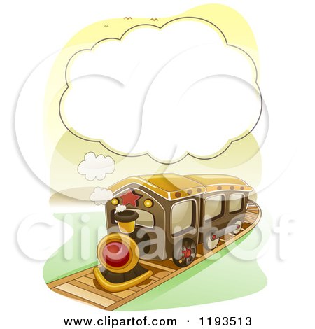 Cartoon of a Steam Cloud Frame over a Train - Royalty Free Vector Clipart by BNP Design Studio