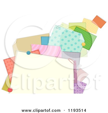 Cartoon of a Frame of Patterned Papers and Clips - Royalty Free Vector Clipart by BNP Design Studio
