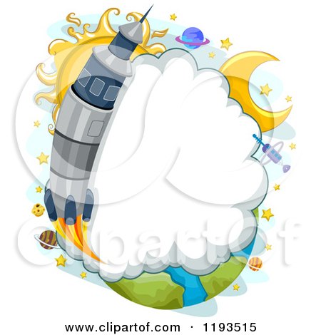 Cartoon of a Rocket Launch Cloud Frame - Royalty Free Vector Clipart by BNP Design Studio