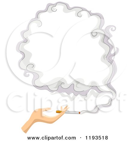 Cartoon of a Womans Hand Holding a Cigarette and Smoke Frame - Royalty Free Vector Clipart by BNP Design Studio