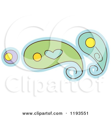 Cartoon of a Whimsy Paisley with a Heart - Royalty Free Vector Clipart by BNP Design Studio