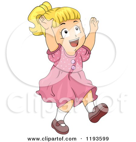 Cartoon of a Happy Blond Girl Trying to Catch Glitter or Fairy Dust - Royalty Free Vector Clipart by BNP Design Studio