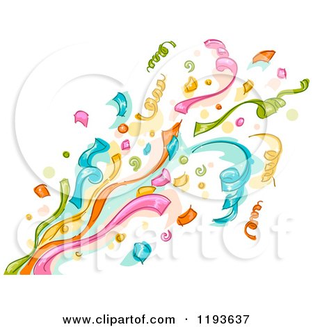Cartoon of a Colorful Pop of Confetti Ribbons - Royalty Free Vector Clipart by BNP Design Studio