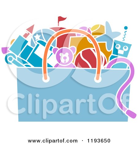 Cartoon of a Stencil Styled Bag of Toys - Royalty Free Vector Clipart by BNP Design Studio