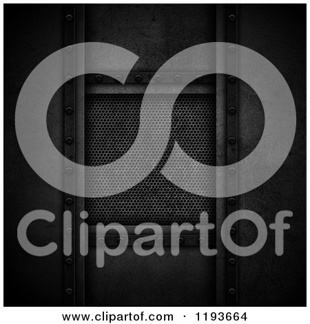 Clipart of 3d Mesh Metal Framed with Rivets and Cement - Royalty Free CGI Illustration by KJ Pargeter
