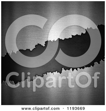 Clipart of 3d Cracked Brushed Metal Exposing Mesh - Royalty Free CGI Illustration by KJ Pargeter