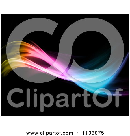 Clipart of a Gradient Colorful Neon Wave on Black - Royalty Free CGI Illustration by KJ Pargeter