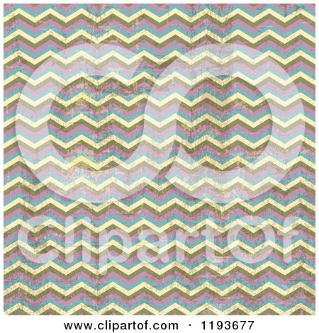 Clipart of a Pink Yellow Brown and Blue Grunge Chevron Pattern - Royalty Free Vector Illustration by KJ Pargeter
