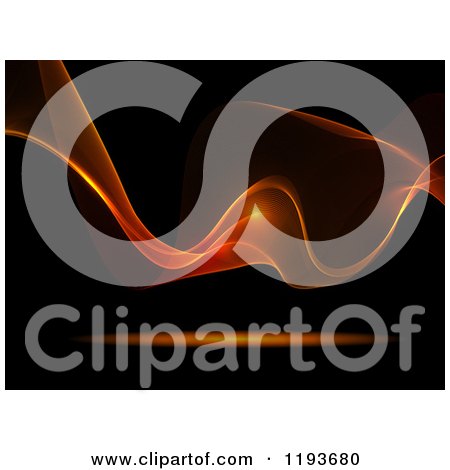 Clipart of a Background of Glowing Orange Waves on Black - Royalty Free Vector Illustration by KJ Pargeter