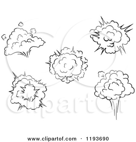 Clipart of Black and White Comic Bursts Explosions or Poofs 2 - Royalty Free Vector Illustration by Vector Tradition SM