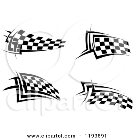 Clipart of Black and White Checkered Racing Flags - Royalty Free Vector Illustration by Vector Tradition SM