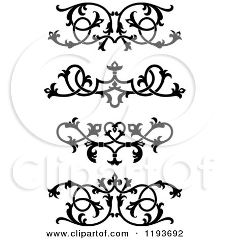 Clipart of Black and White Ornate Floral Victorian Design Elements 2 - Royalty Free Vector Illustration by Vector Tradition SM