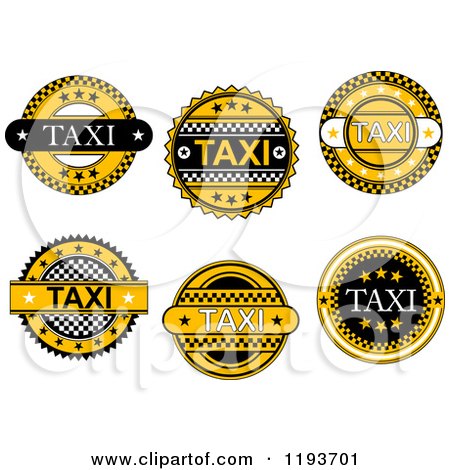Clipart of Yellow and Black Taxi Labels 3 - Royalty Free Vector Illustration by Vector Tradition SM