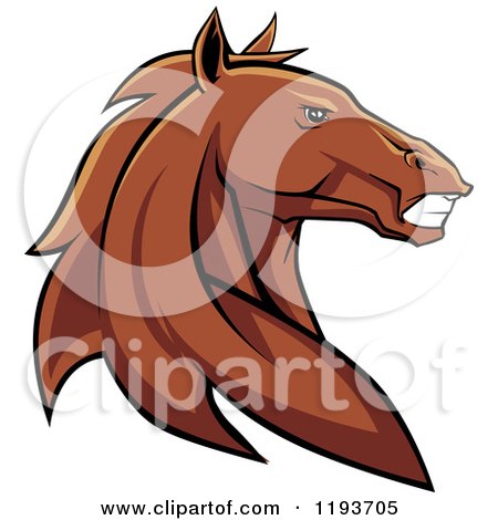 Clipart of a Tough Brown Horse Head - Royalty Free Vector Illustration by Vector Tradition SM