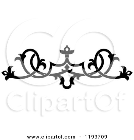 Clipart of a Black and White Ornate Floral Victorian Design Element 6 - Royalty Free Vector Illustration by Vector Tradition SM