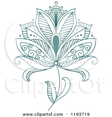 Clipart of Teal Henna Flowers 3 - Royalty Free Vector Illustration by Vector Tradition SM