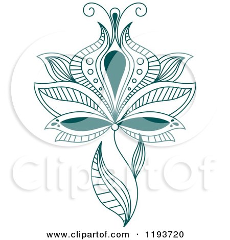 Clipart of Teal Henna Flowers 4 - Royalty Free Vector Illustration by Vector Tradition SM