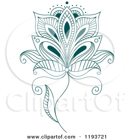 Clipart of Teal Henna Flowers 5 - Royalty Free Vector Illustration by Vector Tradition SM