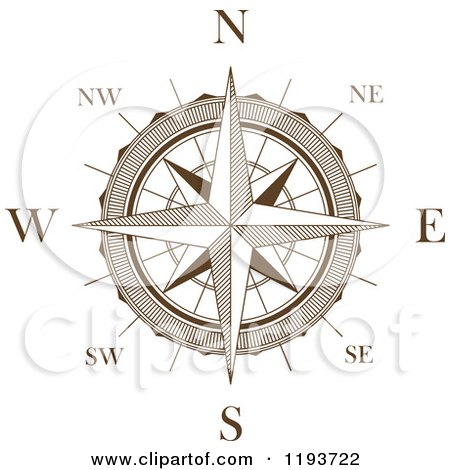Clipart of a Brown and White Compass Rose - Royalty Free Vector Illustration by Vector Tradition SM