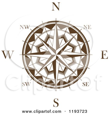 Clipart of a Brown and White Compass Rose 2 - Royalty Free Vector Illustration by Vector Tradition SM