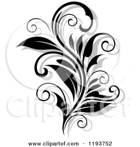 Clipart of a Black and White Flourish with a Shadow - Royalty Free Vector Illustration by Vector Tradition SM