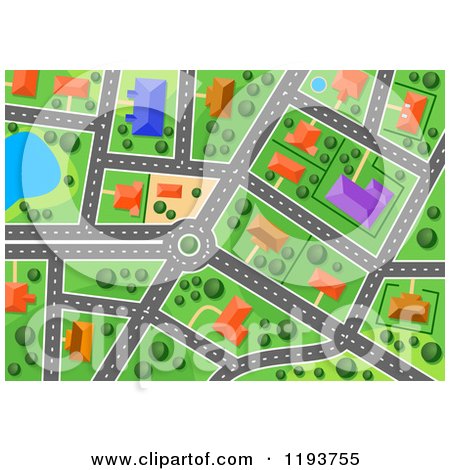 Clipart of an Aerial Map of a Surburban Area - Royalty Free Vector Illustration by Vector Tradition SM