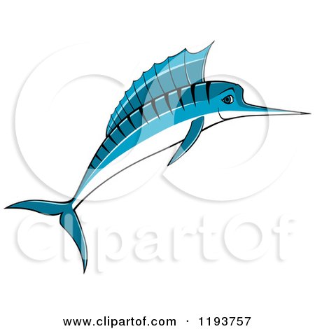 Clipart of a Jumping Blue Marlin Fish 2 - Royalty Free Vector Illustration by Vector Tradition SM