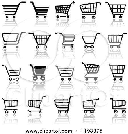 Clipart of Different Styled Black and White Shopping Cart Website Icons 2 - Royalty Free Vector Illustration by dero