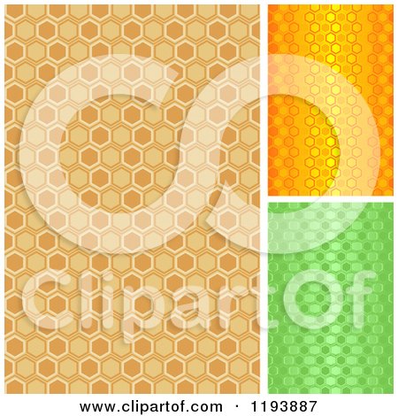 Clipart of Brown Orange and Green Seamless Patterns - Royalty Free Vector Illustration by dero