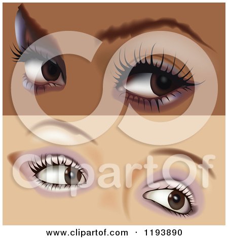 Clipart of Two Pairs of Female Eyes with Makeup - Royalty Free Vector Illustration by dero