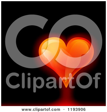 Clipart of a Glowing Red Heart on a Black Background - Royalty Free Vector Illustration by dero