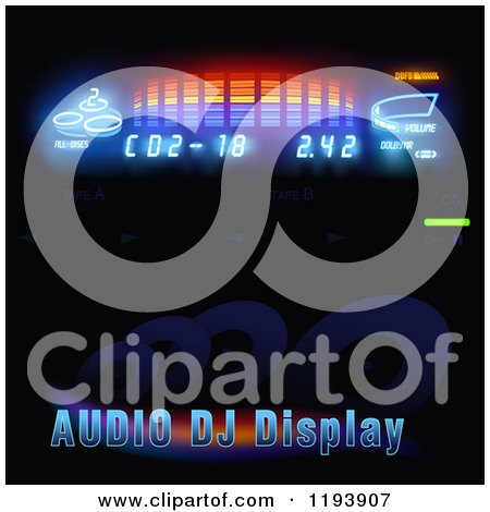 Clipart of Audio Dj Display Text and Lights on Black - Royalty Free Vector Illustration by dero