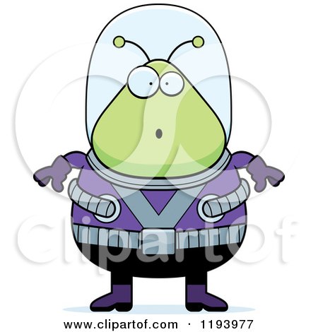 Cartoon of a Surprised Chubby Alien - Royalty Free Vector Clipart by Cory Thoman
