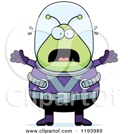 Cartoon of a Scared Chubby Alien - Royalty Free Vector Clipart by Cory Thoman