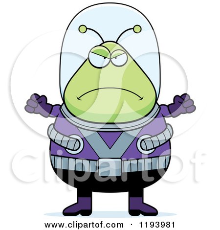 Cartoon of a Mad Chubby Alien - Royalty Free Vector Clipart by Cory Thoman